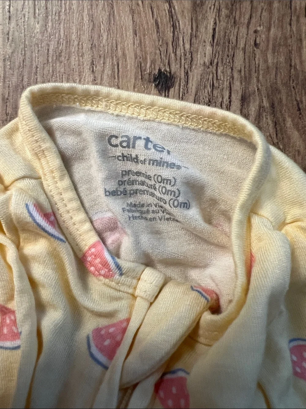 Carter's Yellow Footed Baby One-Piece with Pink Watermelon Motif